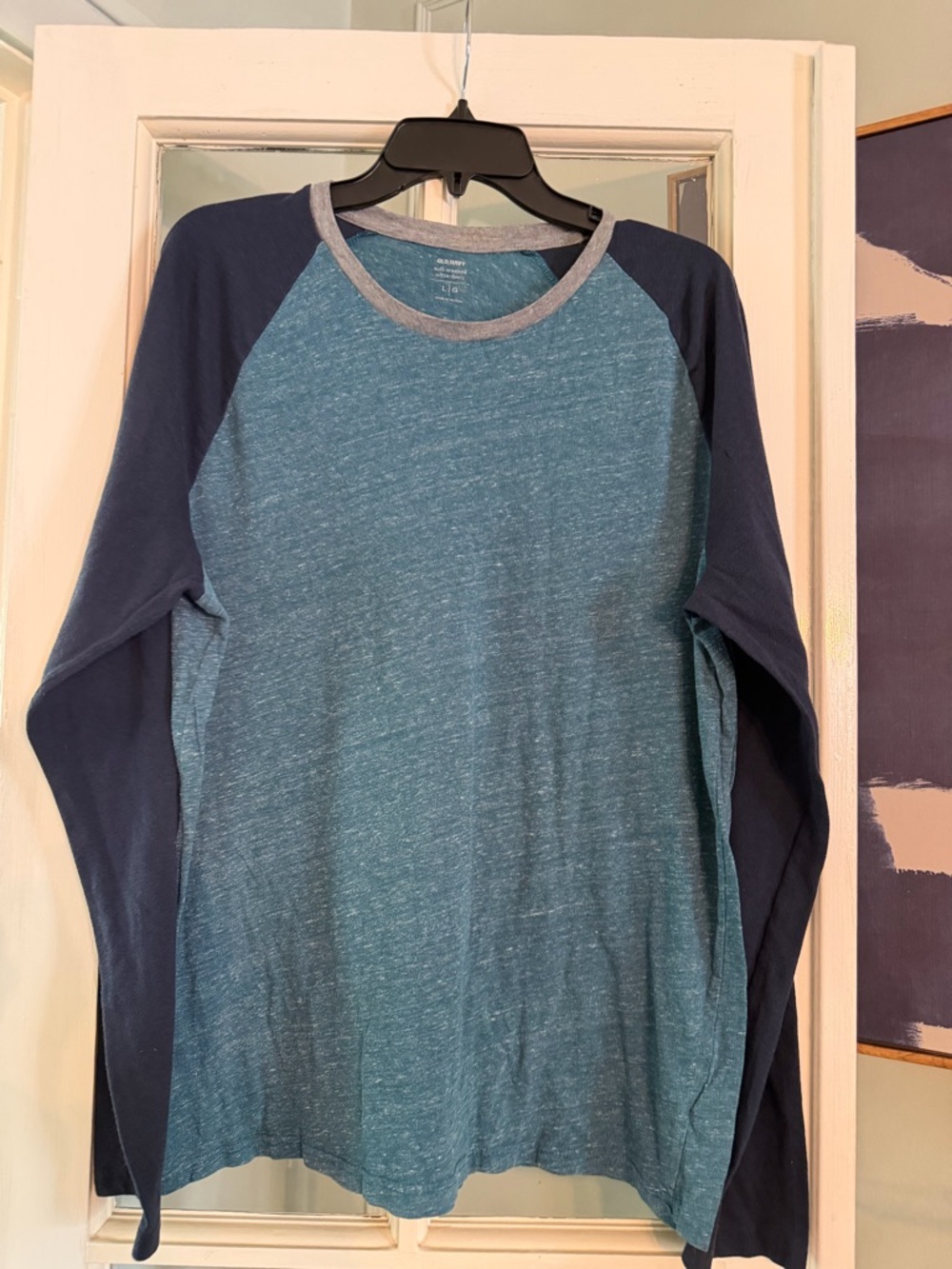 Old Navy Teal Heather Raglan Neck Tee with Gray Trim